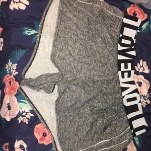 Grey white and black shorts
